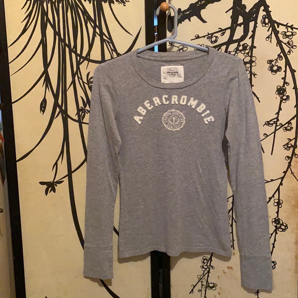 Abercrombie & Fitch Women’s Heather Gray Embroidered Logo Tee Y2K VTG